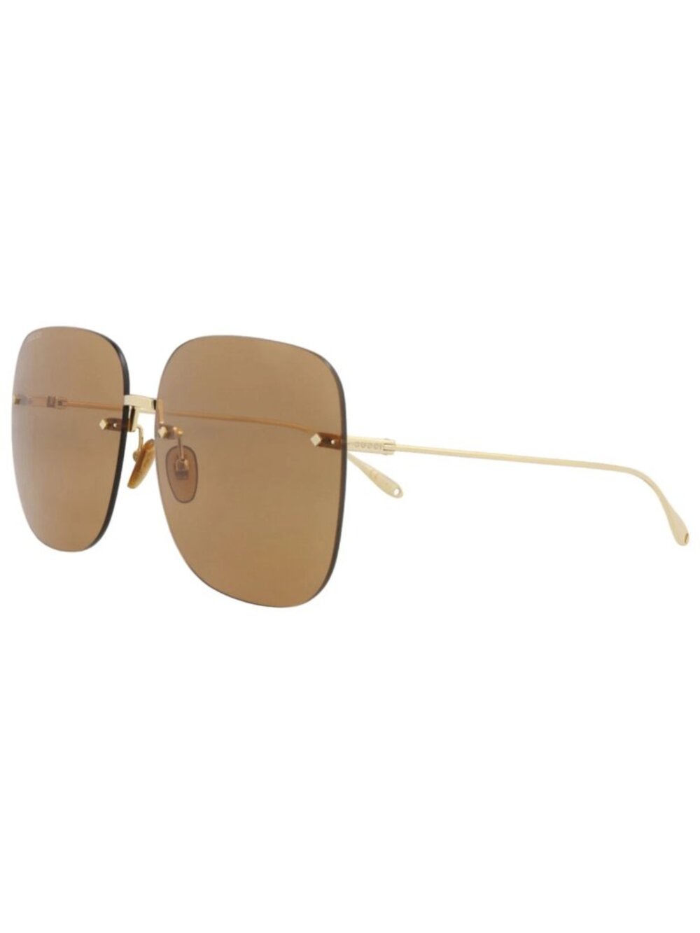 New Gucci Women's Sunglasses Square Rectangle Metal Frame Gold Gold Brown